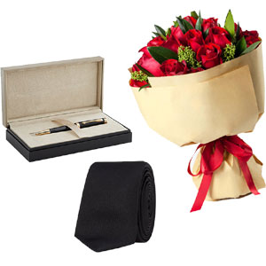 (51) Flowers W/ Pen & Tie