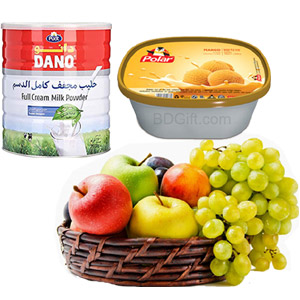 Fruit basket W/ ice cream & milk powder