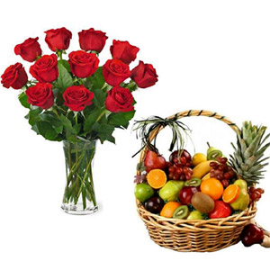Flowers & fruit basket