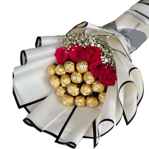 Ferrero Rochar Chocolate and Redroses bouquet
