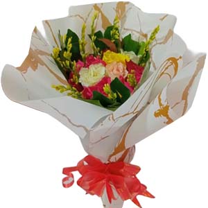 (009) 10 pieces mix roses in bouquet