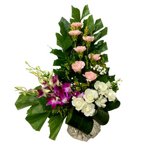 Purple Orchids W/ White Roses & Pink Carnation
