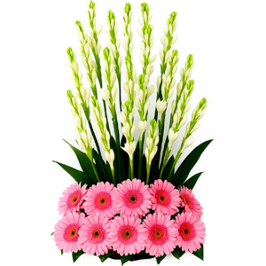 (76) Pink & White Floral Basket
