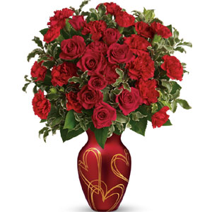 (48) Carnations & Roses in a Vase