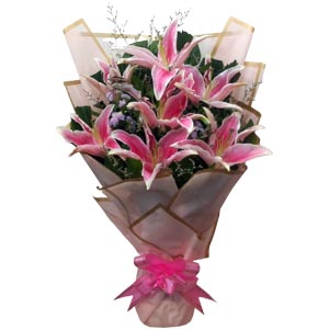 Elegant Pink Lily Bouquet - 3 Stems
