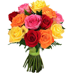 1 dozen mix roses in bouquet