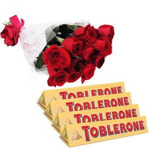 (53) Red Roses W/ Toblerone milk Chocolate