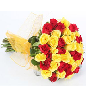 3 dozen red and yellow roses mix