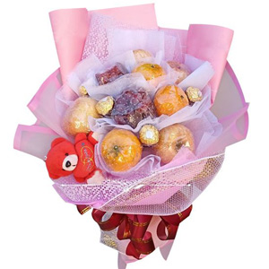 Fresh Fruit & Chocolate Teddy bouquet