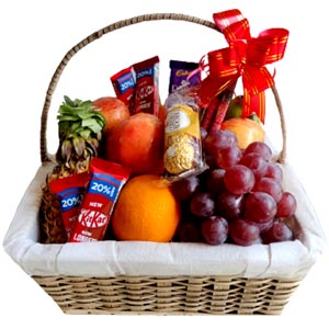 Fruits W/ Mixed Chocolates in a basket