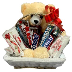 Gift Basket of Mixed Chocolates W/ Teddy Bear
