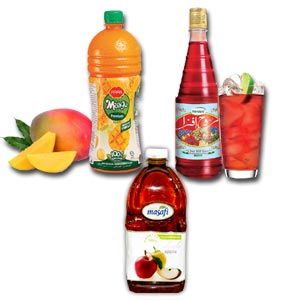 Juice package W/apple juice, Sharbat ROOH AFZA & Mango Juice