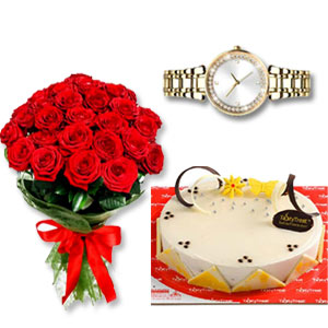 Cake W/ Roses & Ladies Watch