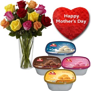 Ice-cream W/ Mixed Roses & Pillow