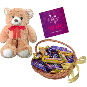Chocolate basket with teddy bear & card