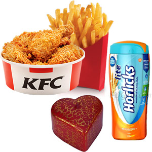 Crispy chicken with horlicks & heart shape candle