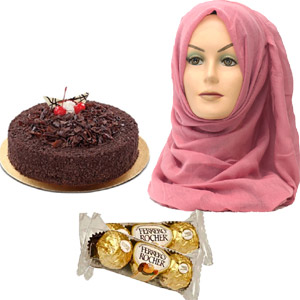 Scarf with cake & chocolates