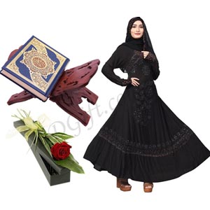 Burka With quran & red rose