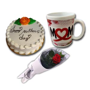 Cake W/ Mug & Red Rose