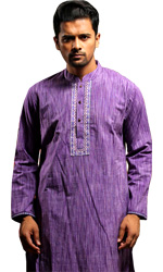 Purple Jhorna Weaved Endi Cotton Punjabi