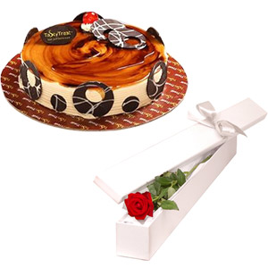 Cake W/Red Rose in a box