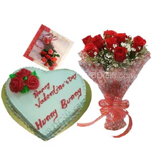 Cake with Red Roses and Card