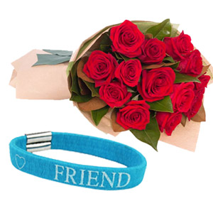 Red roses W/ Friendship Band