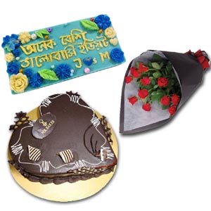 Customized chocolate W/ Cake & Roses