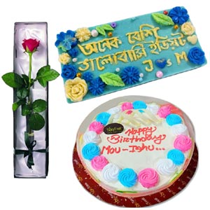 (45) Cake W/ Customized chocolate & Red rose