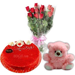 Roses W/ Teddy Bear