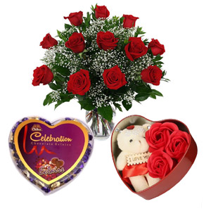 Roses W/ Chocolate and Love Box