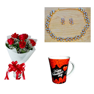 Roses W/ Necklace and Valentine Mug
