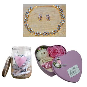 Roses W/ Chocolate and Necklace set 