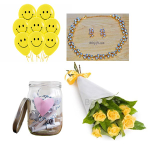Roses W/ Balloon and Necklace set 