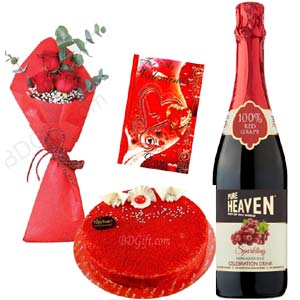 Cake W/ Flower, juice & card